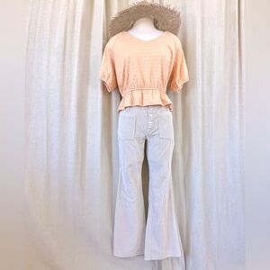Vintage mid rise cream corduroy boot cut pant